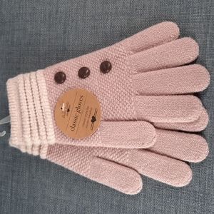 Knit Button Gloves Cashmere Feel Interior  Blush Everyday Outerwear Winter Gift